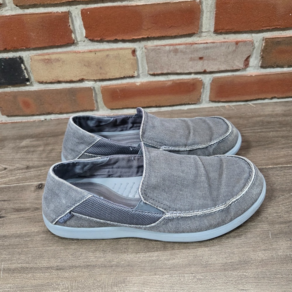 CROCS Santa Cruz mens size 9 Canvas Slip-On Loafer shoes Gray